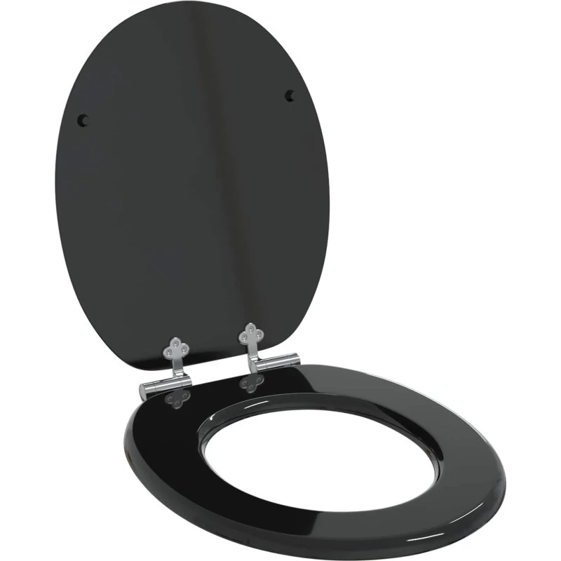vidaXL Blødt lukket toiletbræt Sort 44 x 38 cm MDF