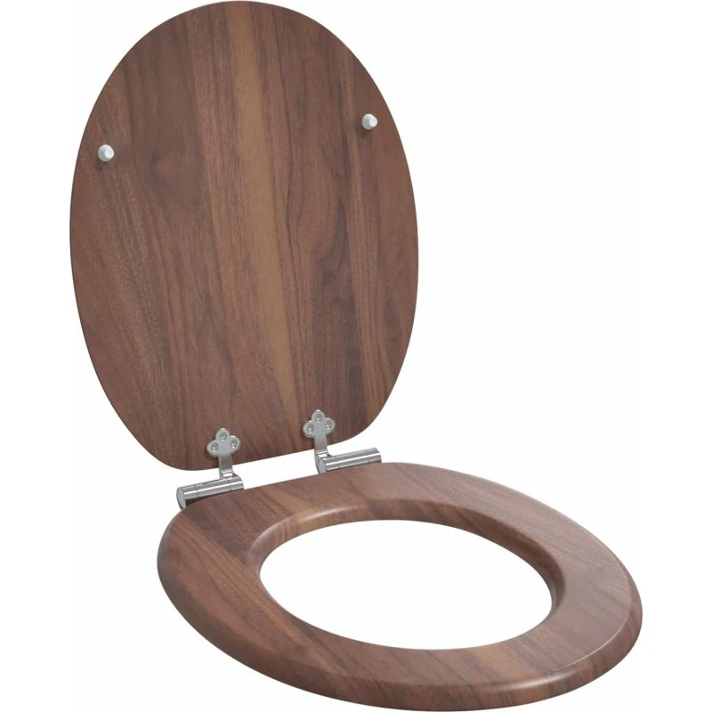 vidaXL Blødt lukket Toiletbræt Brun 44 x 38 cm MDF
