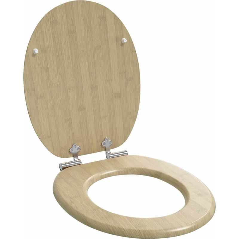 vidaXL Blødt lukket Toiletbræt Lys Bambus, 44 x 38 cm