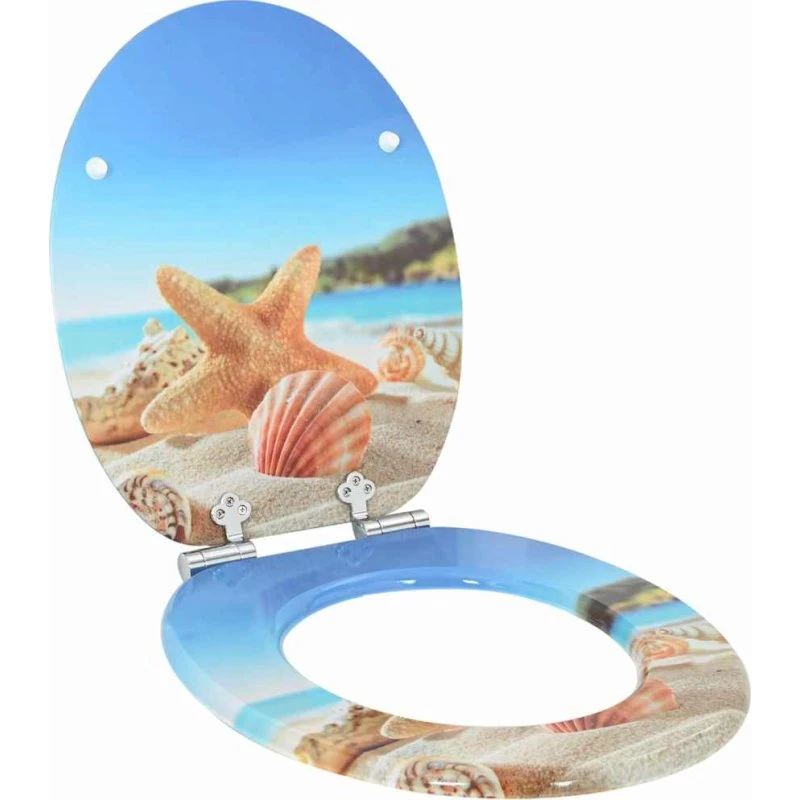 vidaXL Hav Musling Blødt Lukket Toiletbræt 44 x 38 cm MDF