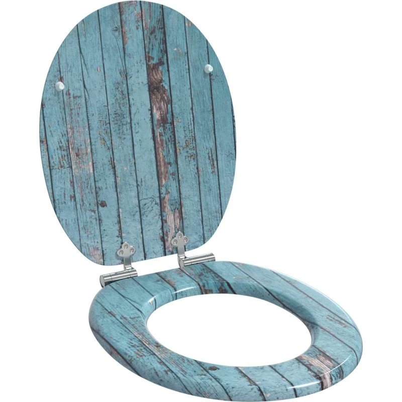 vidaXL Blødt lukket Toiletbræt Blå 44 x 38 cm MDF