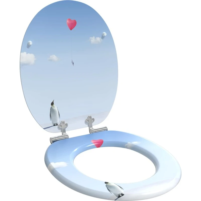 vidaXL Blødt lukket Toiletbræt Blå 44 x 38 cm MDF