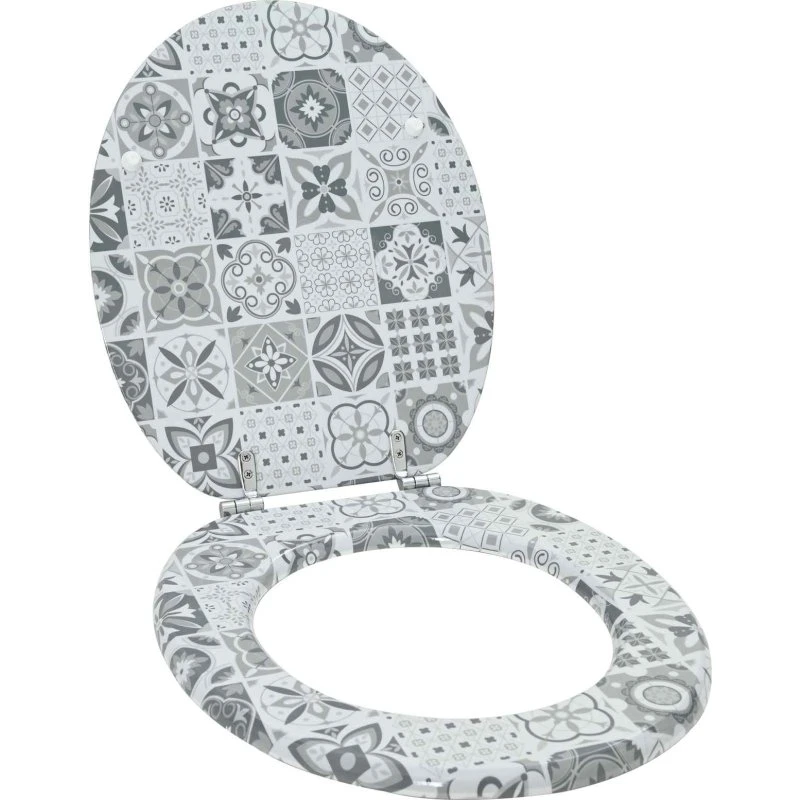 vidaXL Blødt lukket Toiletbræt Grå 44 x 38 cm MDF