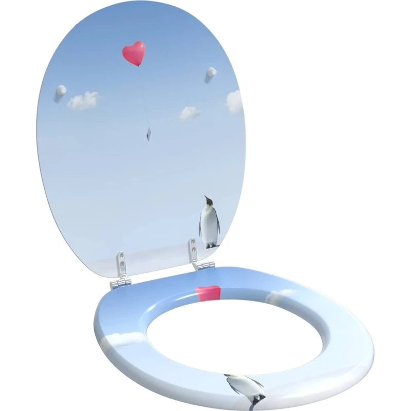 vidaXL Blødt lukket Toiletbræt Blå 44 x 38 cm MDF