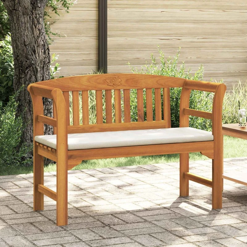 vidaXL Rosebænk Cremehvid 114 x 46 x 82,5 cm Massivt Akacietræ