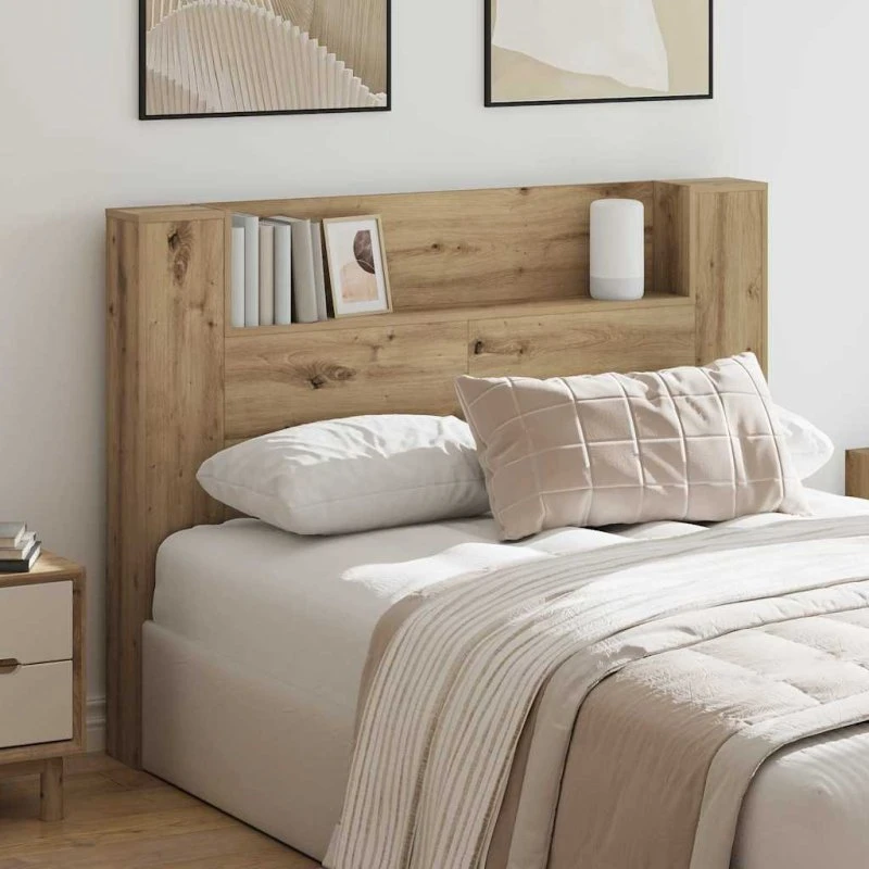 vidaXL Hovedgærde Artisan Egetræ 140 cm med LED