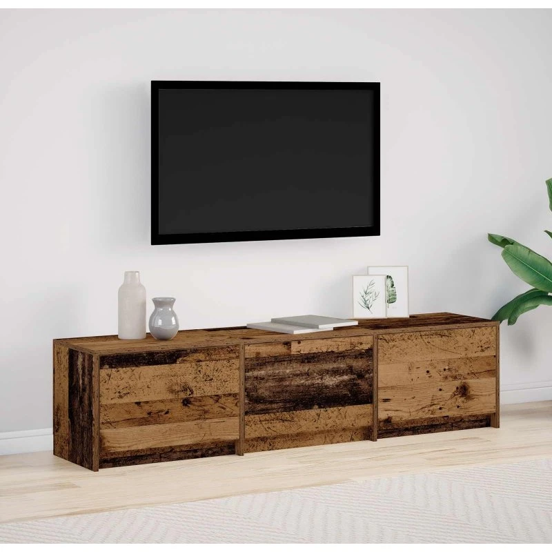 vidaXL TV-skab med LED, gammelt træ, 165 x 34 x 40 cm