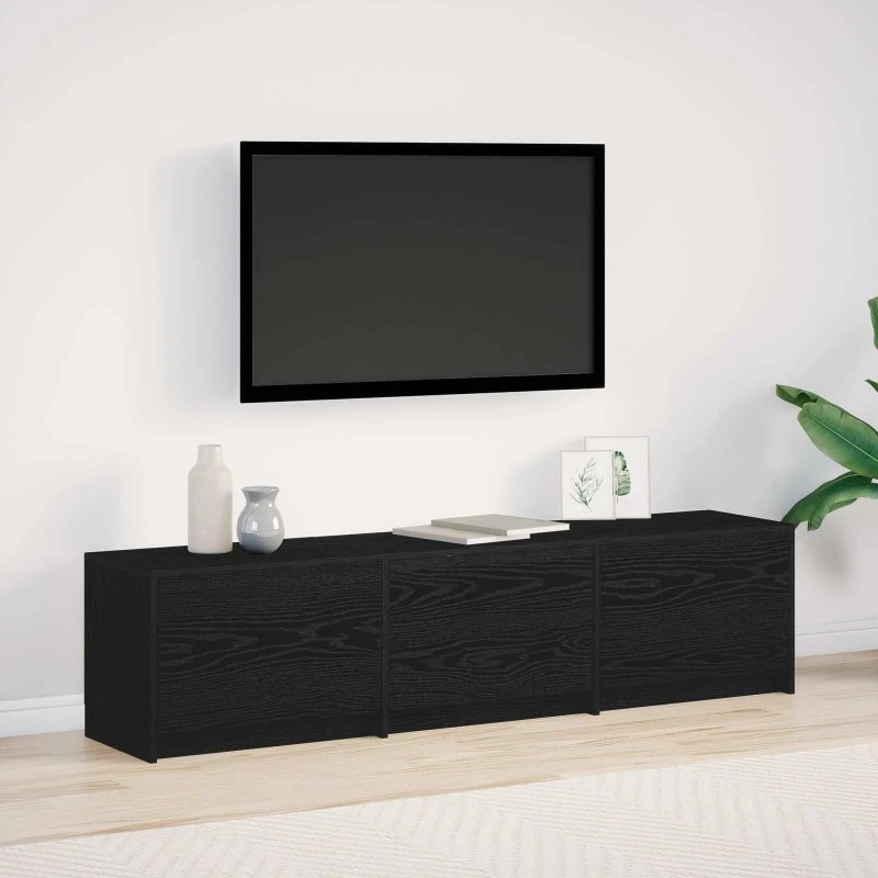 vidaXL TV-skab med LED, Sort, 165 x 34 x 40 cm, Konstrueret træ