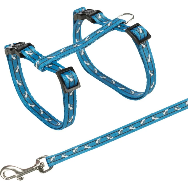 Trixie kattesele med motiv og line, regulerbar 27–45 cm