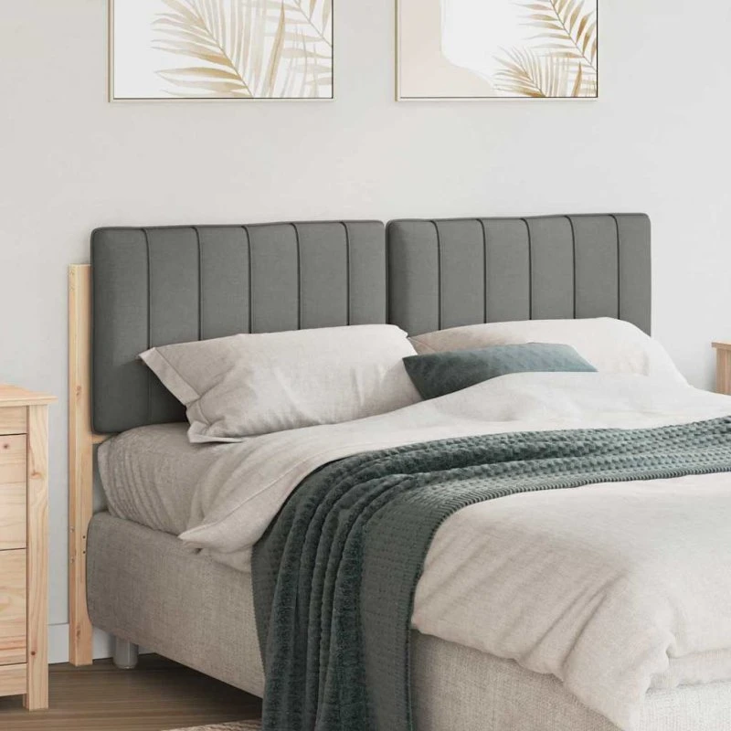 vidaXL Polstret Sengegavl 140 cm Brun/Lys Grå, Massiv Fyrretræ