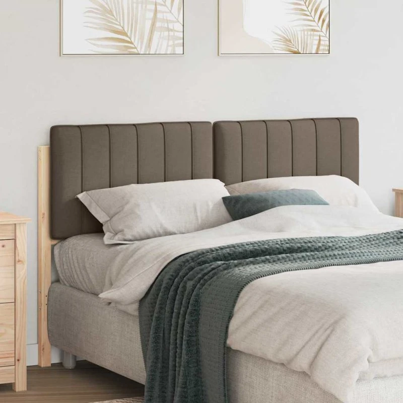 vidaXL Polstret Sengegavl Brun/Taupe 135 cm Massiv Fyrretræ