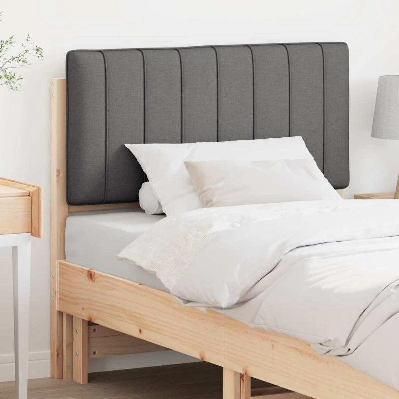 vidaXL Polstret Sengegavl 90 cm Brun/Mørkegrå Massiv Fyrretræ