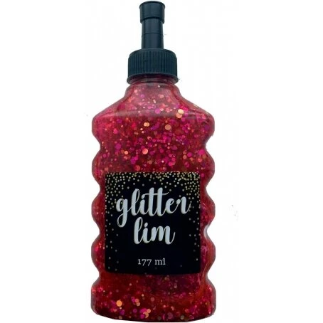 Glitterlim grov glitter Rød 177 ml