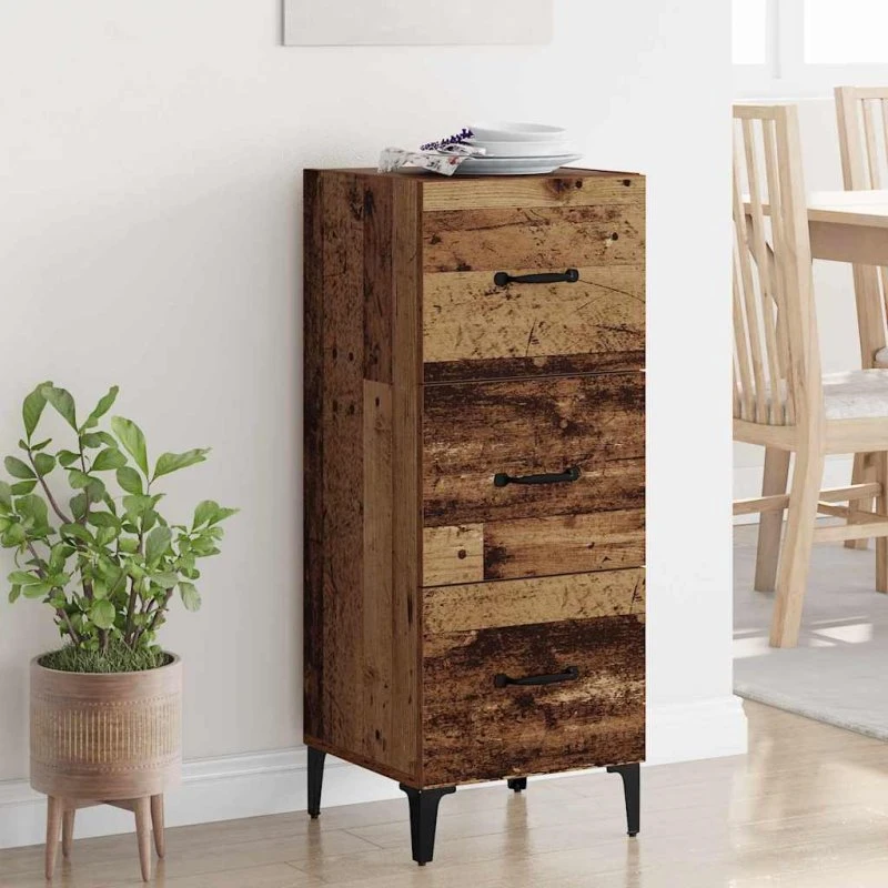 vidaXL Sideboard Gammelt Træ 34,5 x 34 x 90 cm Konstrueret Træ
