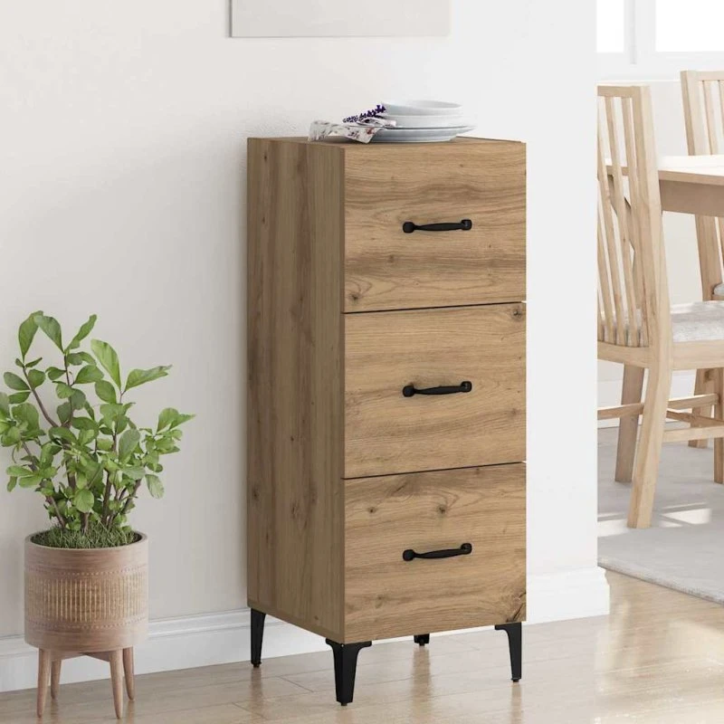 vidaXL Sideboard Artisan Egetræ 34,5 x 34 x 90 cm