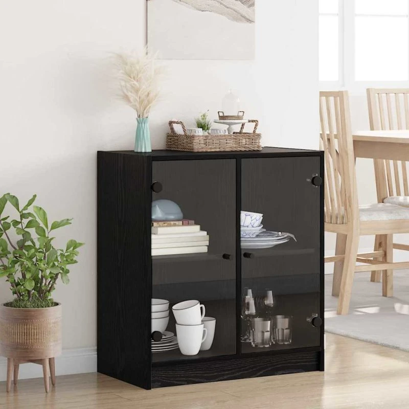 vidaXL Sideskab Sort 68 x 37 x 75,5 cm Konstrueret Træ