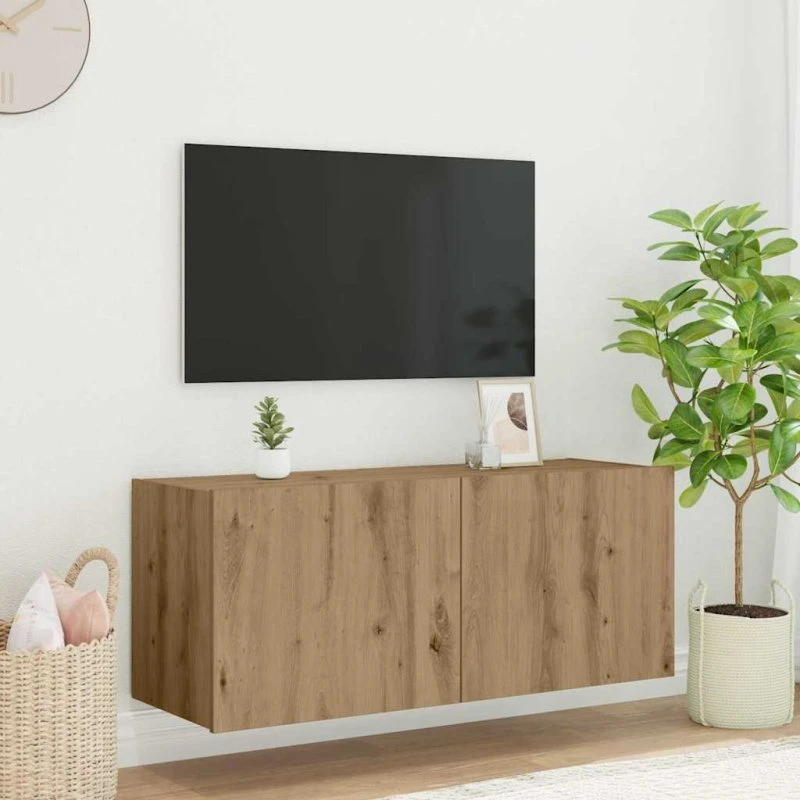 vidaXL Artisan Egetræ TV-vægskab 100 x 35 x 41 cm