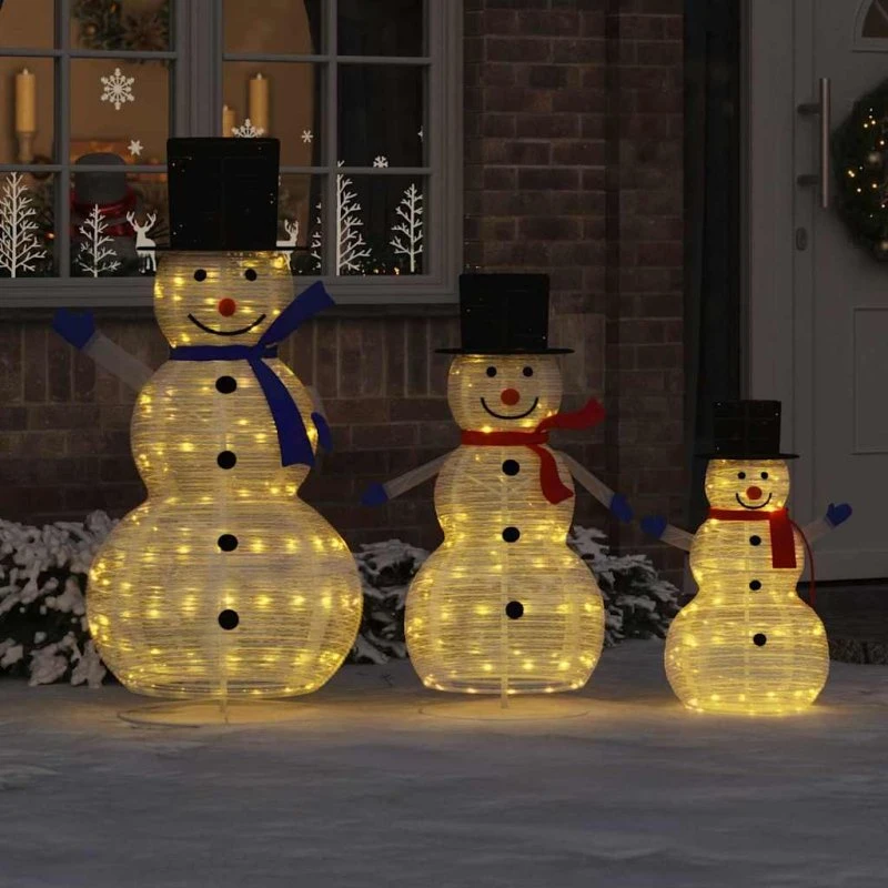 vidaXL Julesneemand Familie 3 stk Varm hvid 270 LED'er