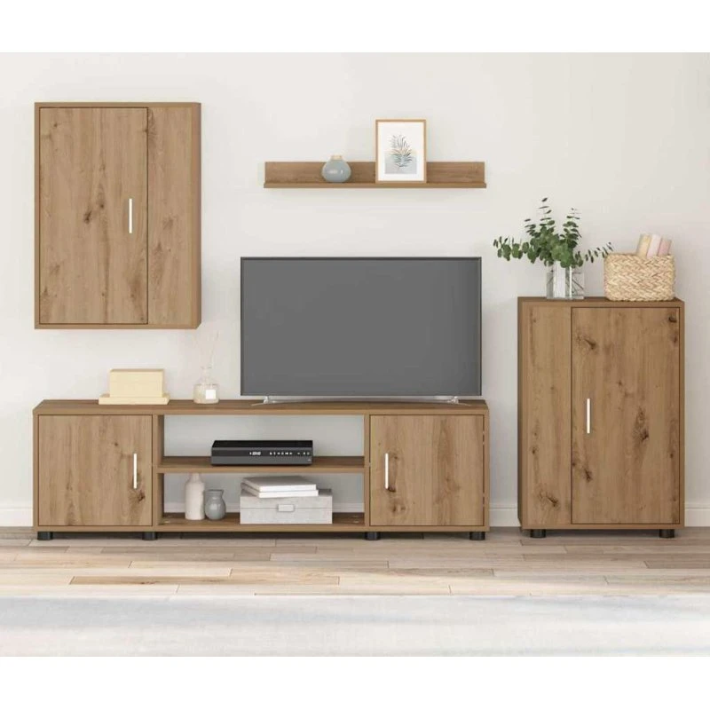 Artisan 4-del TV-skab, vægmonteret, træ