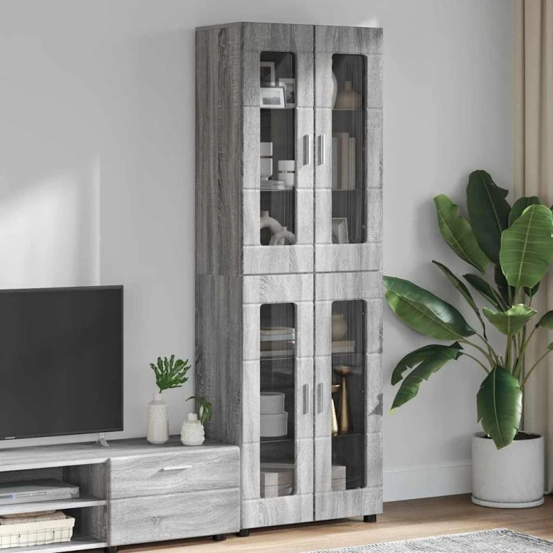 vidaXL Highboard FLORIN Grå Sonoma 60 x 35 x 182 cm Konstrueret træ