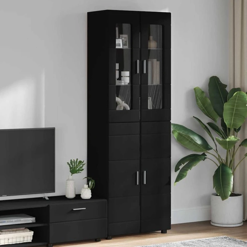 vidaXL Highboard FLORIN Sort 60x35x182 cm Konstrueret Træ