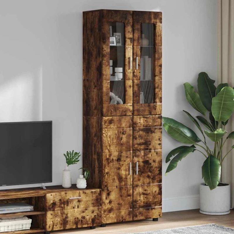 vidaXL Highboard FLORIN Røget eg 60 x 35 x 182 cm Konstrueret træ