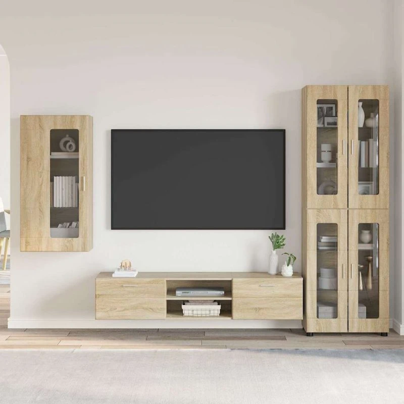 vidaXL FLORIN 3-tiers TV-møbelsæt med skuffe, Sonoma eg