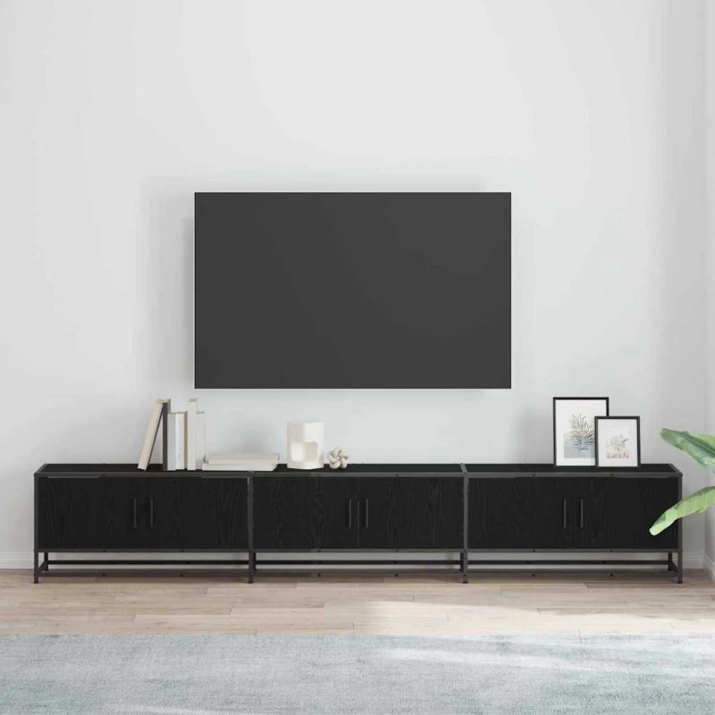 vidaXL TV-stativ 240 x 35 x 41 cm, sort konstrueret træ