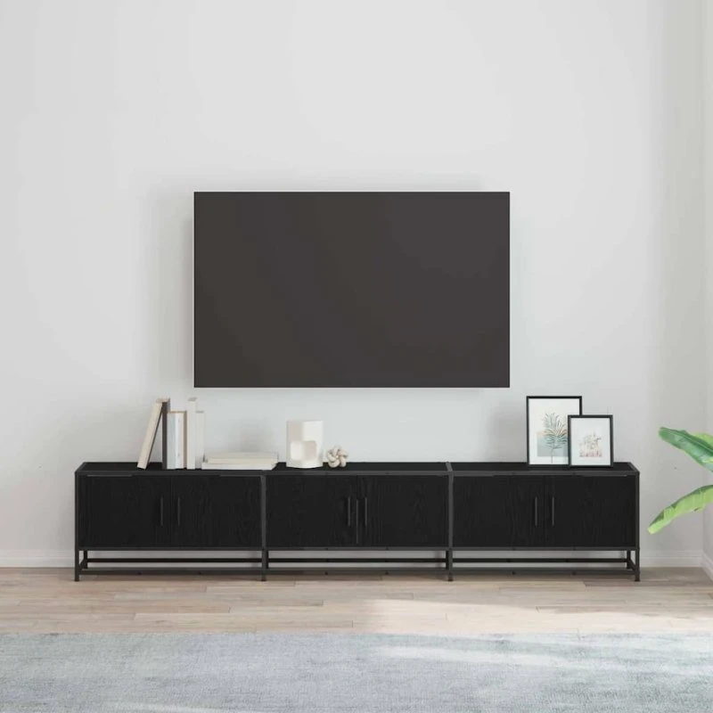 vidaXL TV-stativ 210 x 35 x 41 cm Sort konstrueret træ