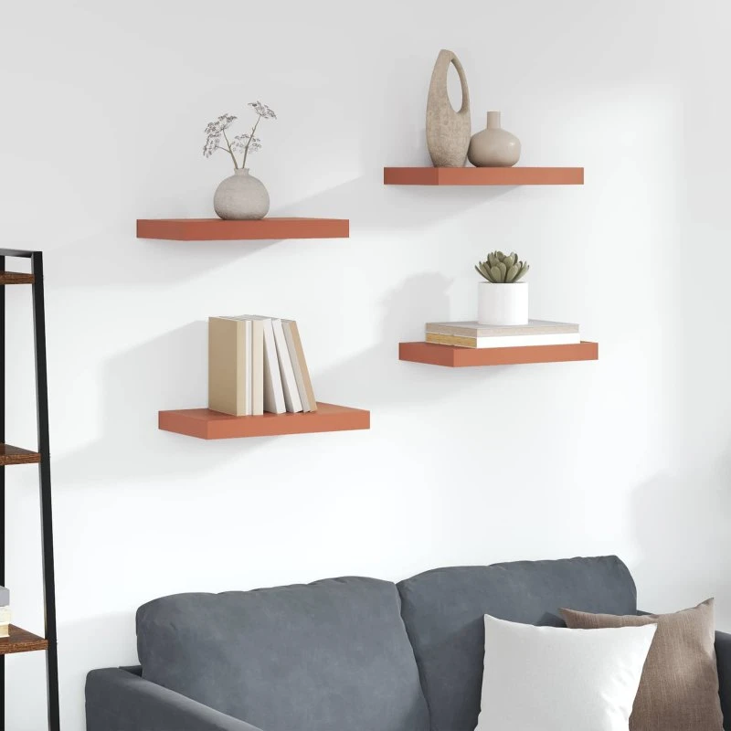 vidaXL Vægmonteret Hylde 4 stk Rød 40 x 23,5 x 4 cm Konstrueret Træ