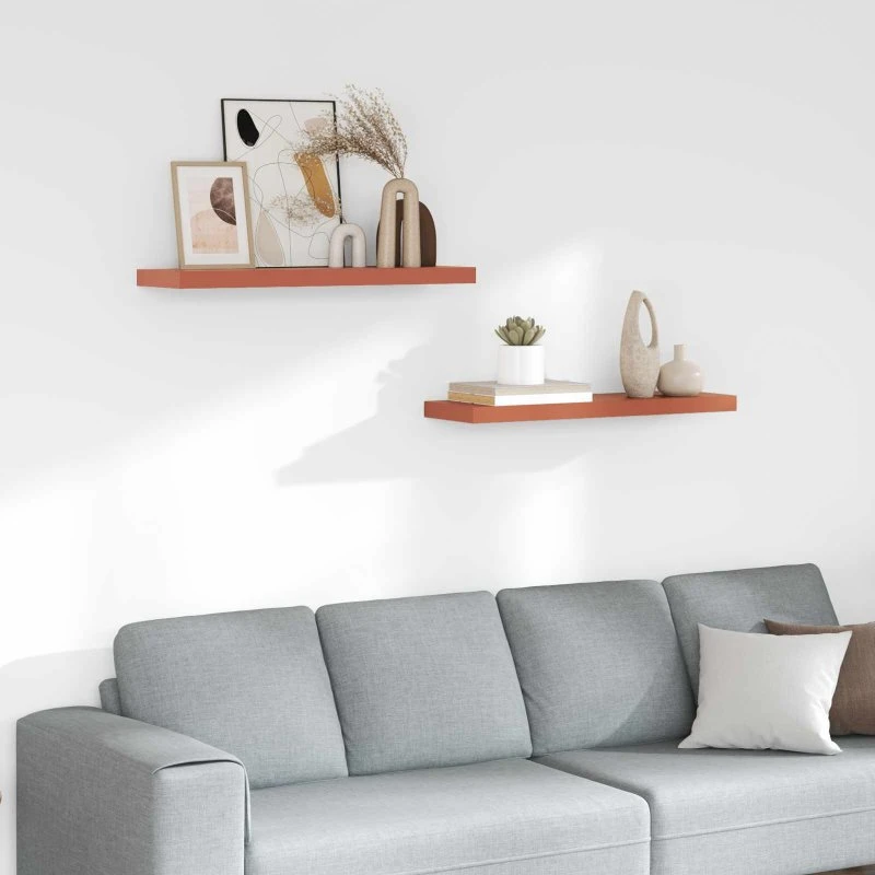 vidaXL Væghylde 2 stk Rød 90 x 23,5 x 4 cm Konstrueret Træ