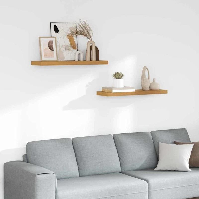 vidaXL Væghylde 2 stk Beige 80 x 23,5 x 4 cm Konstrueret Træ