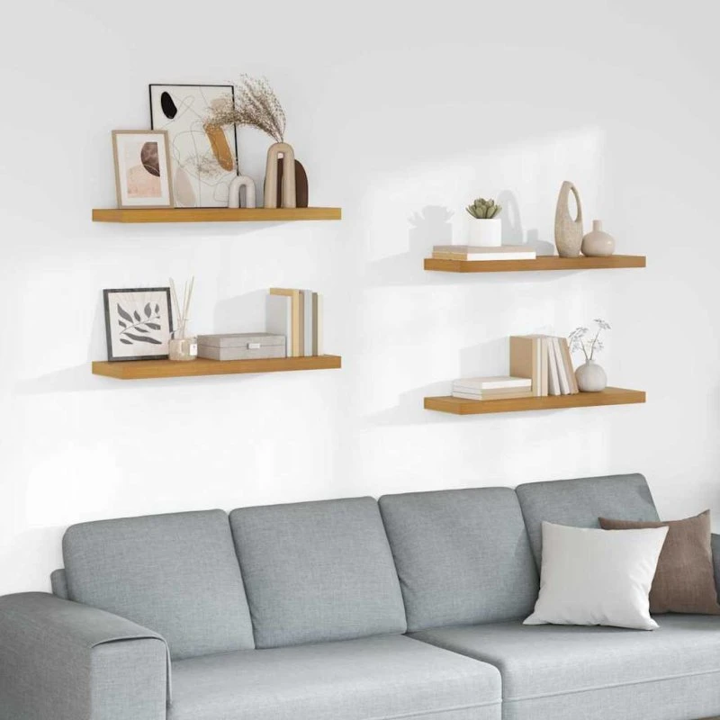vidaXL Væghylde 4 stk Beige 90 x 23,5 x 4 cm Konstrueret Træ