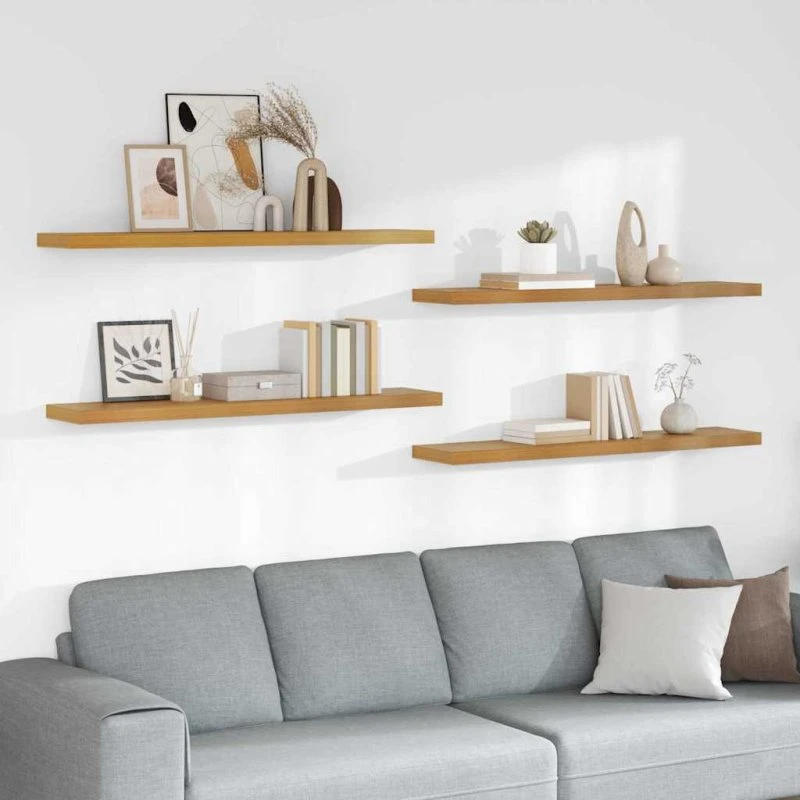 vidaXL Væghylde 4 stk Beige 120 x 23,5 x 4 cm Konstrueret Træ