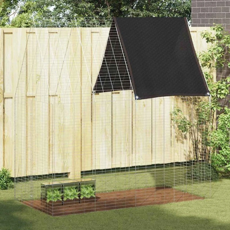 vidaXL Kanin Bur Sølv 200 x 100 x 210 cm Galvaniseret Stål