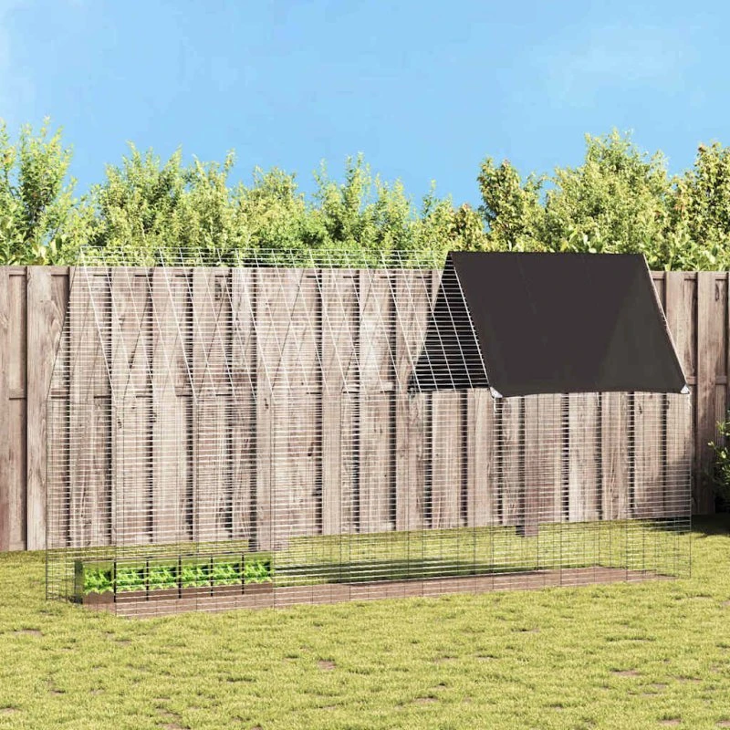 vidaXL Kanin Bur Sølv 400 x 100 x 210 cm Galvaniseret Stål