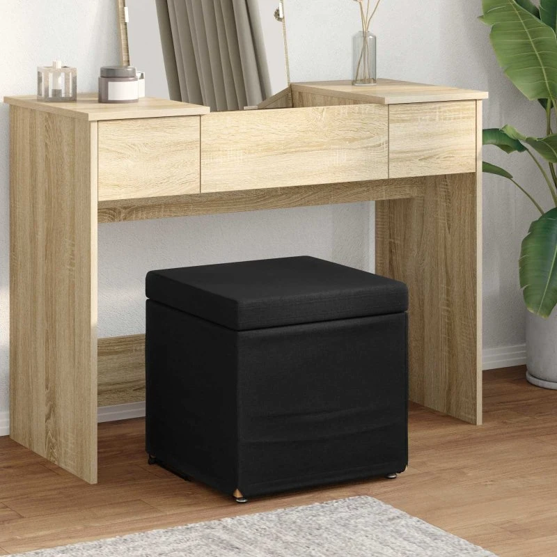 vidaXL Taburet Sort 41x41x40 cm Stof og Træ