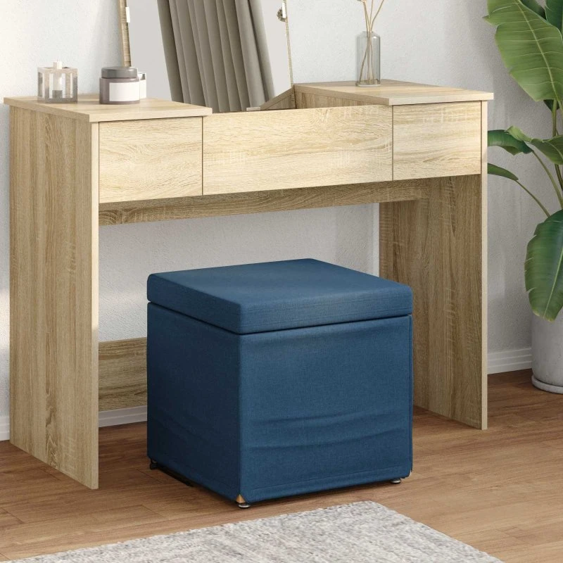 vidaXL Taburet Blå 41 x 41 x 40 cm Stof og Konstrueret Træ