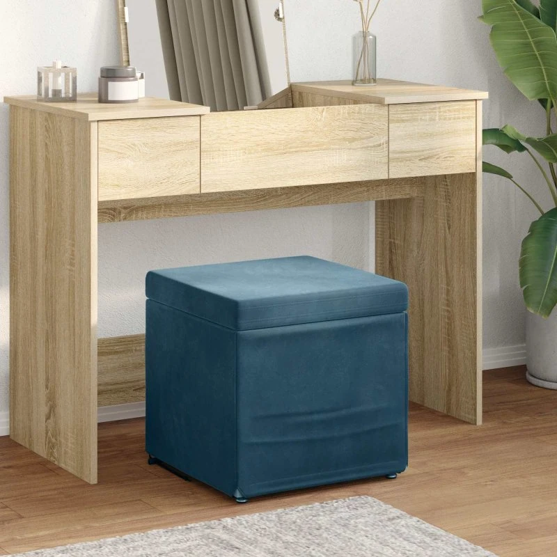 vidaXL Taburet Blå 41 x 41 x 40 cm Velour og konstrueret træ