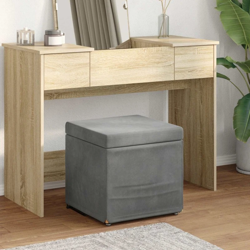 vidaXL Taburet Mørkegrå 41x41x40 cm Velour og konstrueret træ