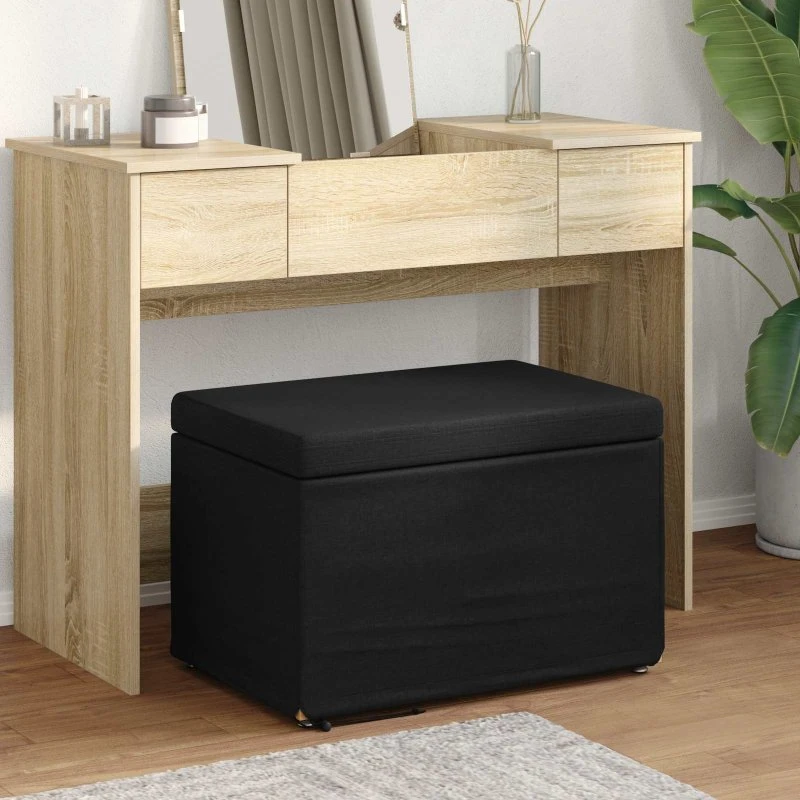 vidaXL Taburet Sort 61x41x40 cm Stof & Træ