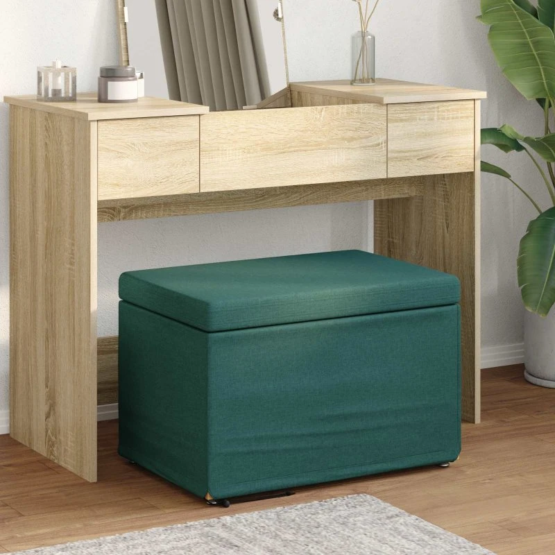 vidaXL Taburet Mørkegrøn 61 x 41 x 40 cm Stof og konstrueret træ