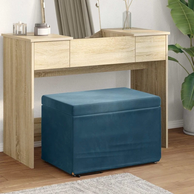vidaXL Taburet Blå 61 x 41 x 40 cm Velour og konstrueret træ