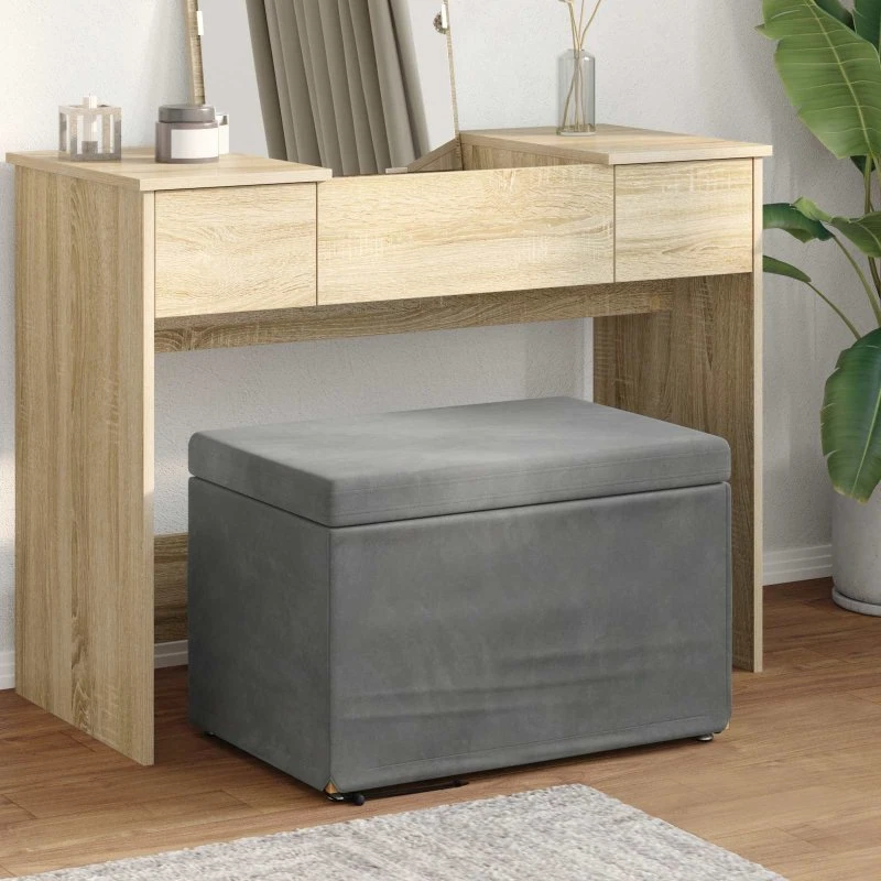 vidaXL Taburet Mørkegrå 61 x 41 x 40 cm Velour og konstrueret træ