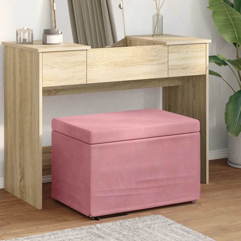 vidaXL Taburet Lyserød 61 x 41 x 40 cm Velour & Konstrueret Træ