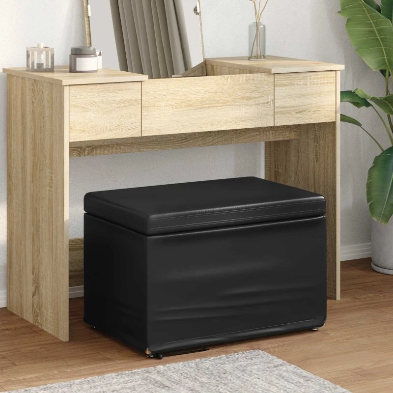vidaXL Taburet Sort 61x41x40 cm Faux Læder & Konstrueret Træ