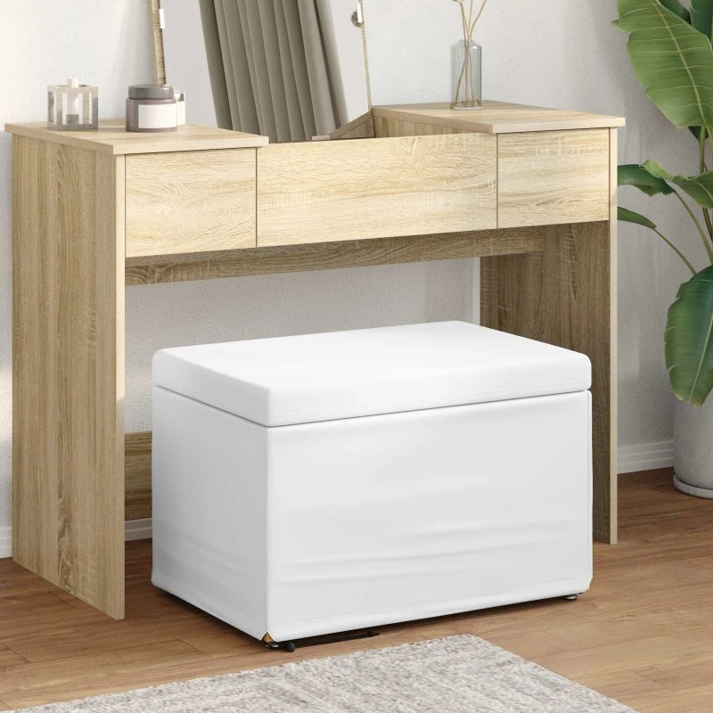 vidaXL Hvid Taburet 61 x 41 x 40 cm Faux Læder & Konstrueret Træ