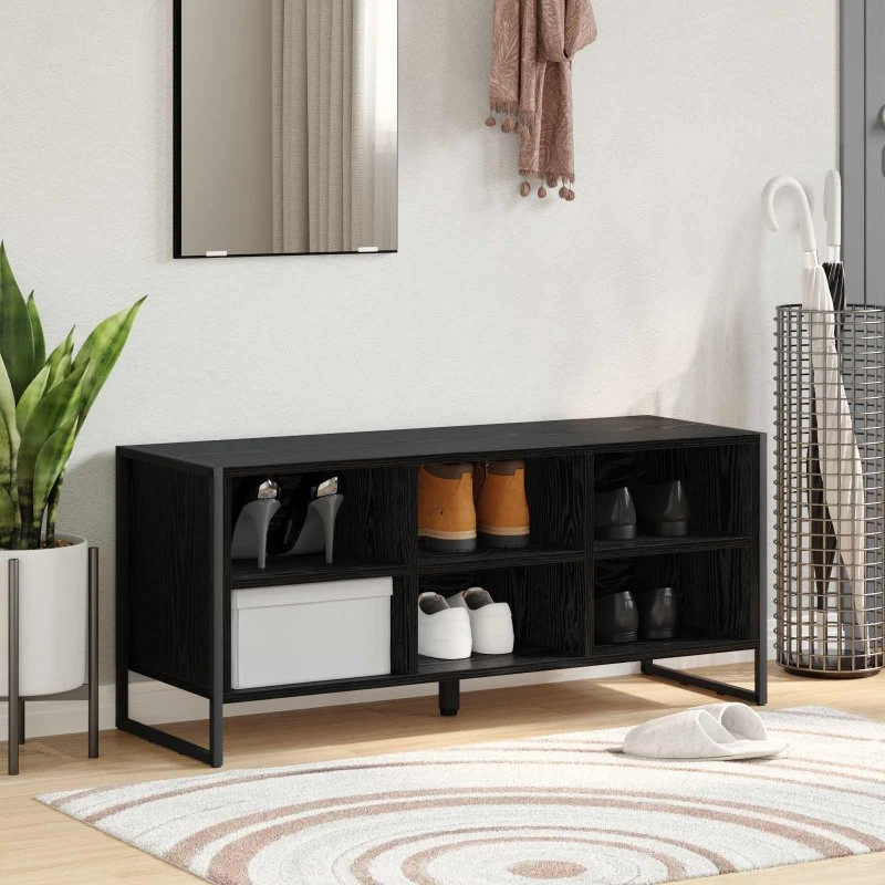 vidaXL Sko Skab Sort 100 x 35 x 44 cm Konstrueret Træ