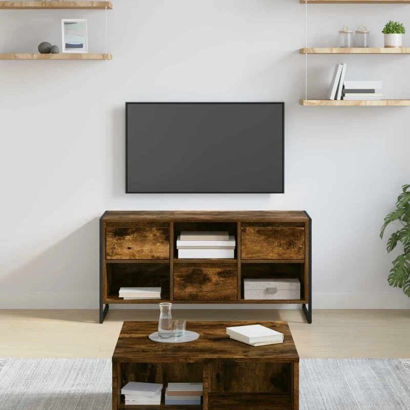 vidaXL TV-skab med skuffe Røget Eg 100 x 36 x 49,5 cm