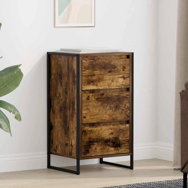 vidaXL Sideboard med skuffe, Røget Eg, 42 x 36 x 75,5 cm